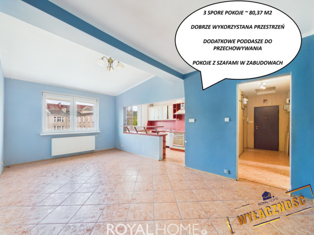 PRZESTRONNE 3 POKOJE | 80,37 m² | WAŁY CHROBREGO |