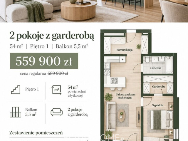 Szczecin Podjuchy nowe mieszkanie 2 pok.54 m2.